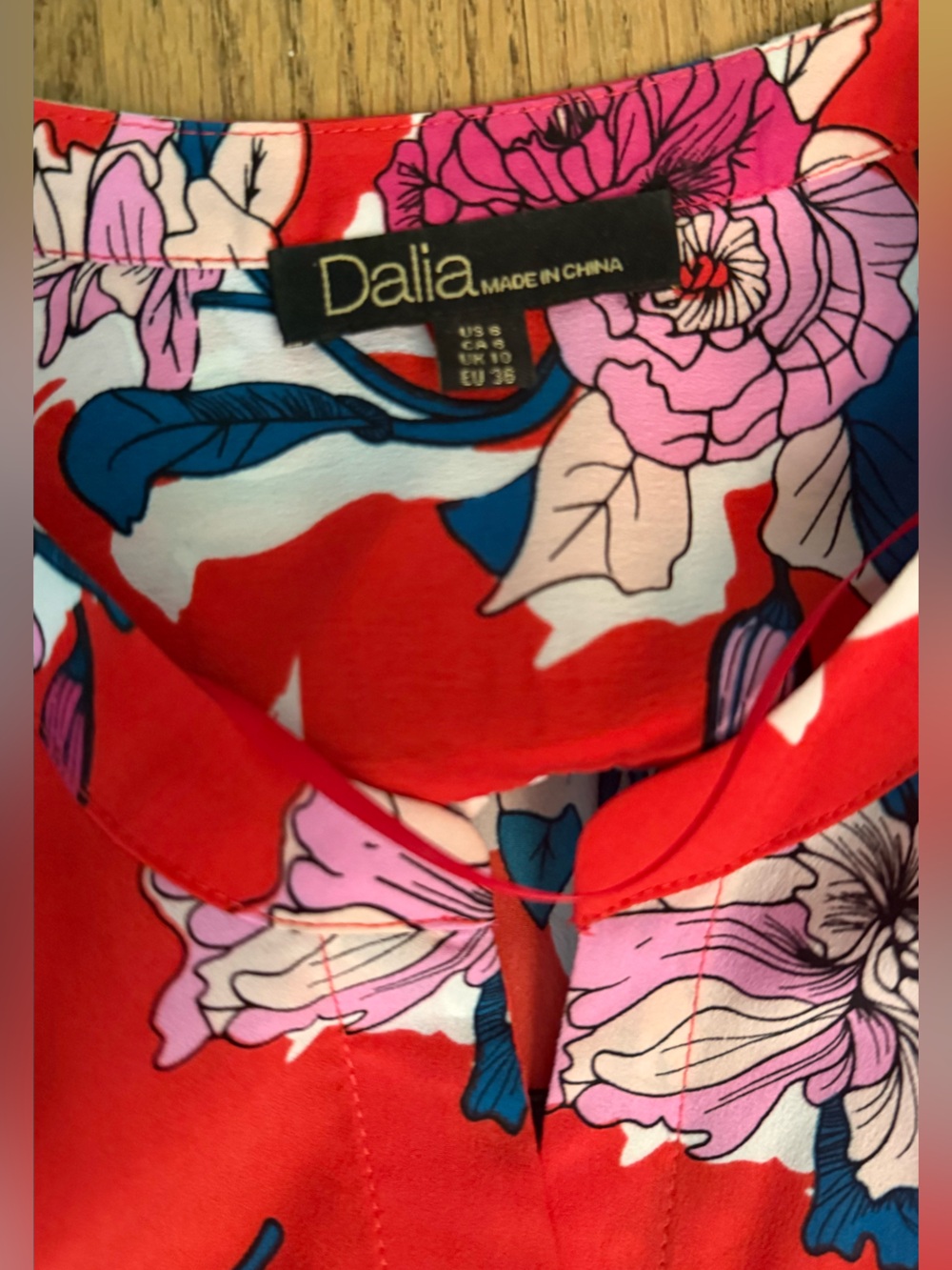 Dalia Red Floral Women's Scarf with Pink and Blue Accents